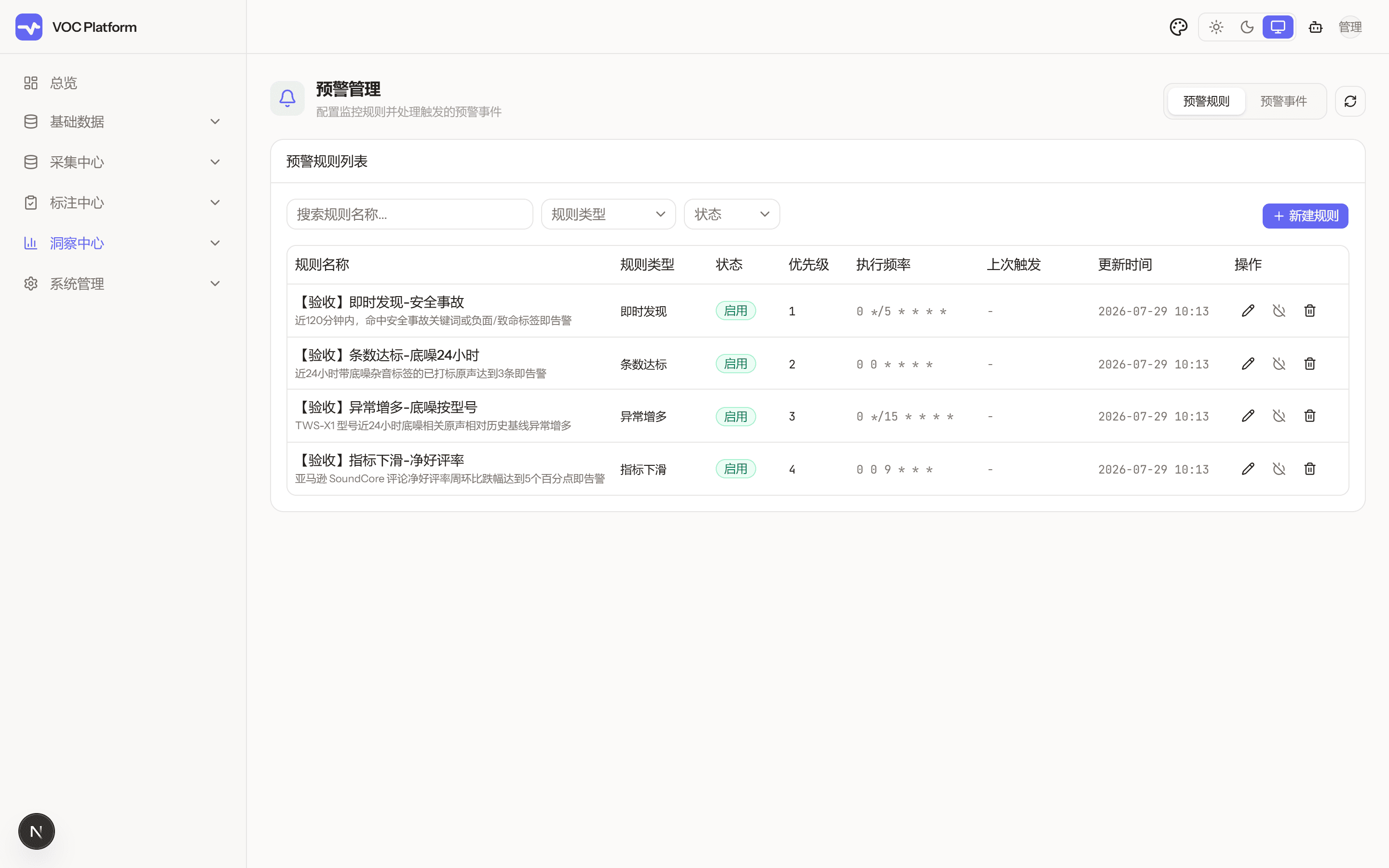 舆情预警负责人 核心界面截图